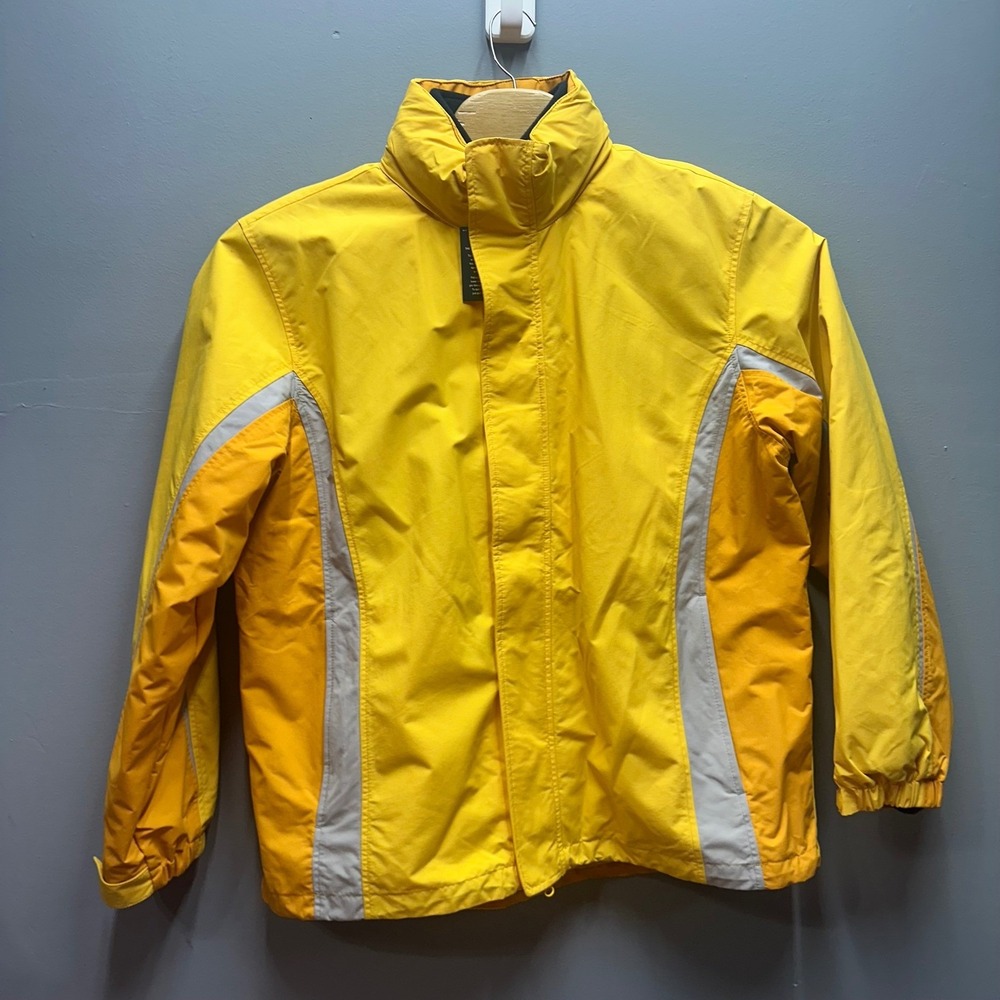 Lands' End High Visibility Yellow Outdoor Jacket Two-Way Zip Reflective NWT